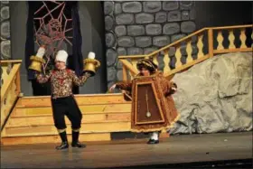  ?? SUBMITTED ?? Patrick Noonan as Lumiere and Meanie Johnson as Cogsworth perform in Perry High School’s version of “Beauty and the Beast.”