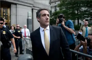  ?? Mark Kauzlarich/Bloomberg ?? Michael Cohen, former personal lawyer to President Donald Trump, exits from federal court in New York in August.