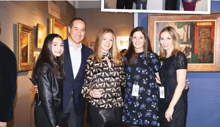  ??  ?? Arianna Sosa, Julio Sosa and Julie Sosa with Jonathan Boos gallery directory Valerie Santos and Beth Hamilton. Photo by Francis Smith.