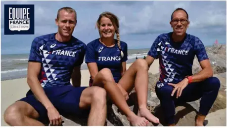  ??  ?? Kevin Campion s’est préparé avec Emilie Menuet et Yohann Diniz, tout frais champion du monde du 50 km marche.