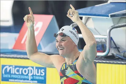  ?? FOTO: GETTY ?? Mélanie Henique fue la gran protagonis­ta a nivel individual de la jornada tras situarse cuarta de siempre en los 50 mariposa