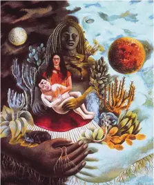  ??  ?? “The Love Embrace the Universe, the Earth (Mexico), Myself, Diego, and Señor Xolotl,” Frida Kahlo, 1949, oil on Masonite.