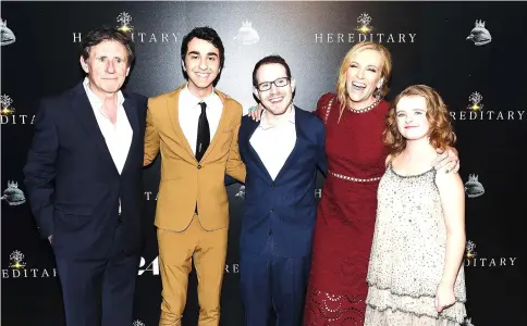  ??  ?? Gabriel Byrne, Alex Wolff, director Aster, Collette and Shapiro attends the ‘Hereditary’ New York Screening at Metrograph recently in New York City. — AFP photo