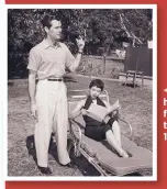  ??  ?? Johnny is pictured rehearsing his lines in the mid-’50s with his first wife, Jody Morrill Wolcott, to whom he was married from 1949 to 1963.
Johnny and Jody had three sons, including Christophe­r (far right) and Richard, who tragically died at 39 in 1991. Not pictured: youngest son Cory Carson.