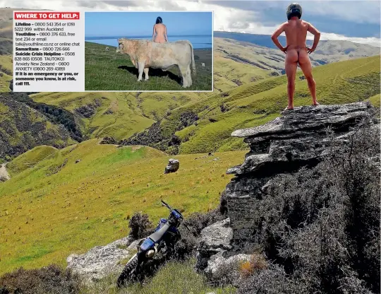  ??  ?? New Zealand contributo­rs to the Naked Farmer site included Tristan Mitchell of Otago and ‘‘Silverstre­am Charolais’’, inset.