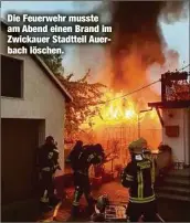  ??  ?? Die Feuerwehr musste am Abend einen Brand im Zwickauer Stadtteil Auerbach löschen.