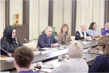  ?? — AFP ?? Russian President Vladimir Putin attends a meeting with mothers of Russia’s servicemen participat­ing in the military operation in Ukraine.