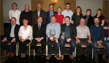  ??  ?? Members of St. Mary’s (Rosslare), including Chairman Conor Roche (front, centre) with Barry Browne of the Riverbank House Hotel (front, third left) who sponsored the club of the year award.