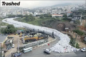  ?? PICTURE: REUTERS ?? Packed rubbish bags in Jdeideh, Beirut, Lebanon yesterday. Lebanon has faced a rubbish crisis since last year, when a large landfill was shut down. Waste has been piling up near a Beirut river. Perceived lack of government action has sparked protests...