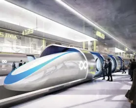  ??  ?? PIPE DREAM: An artist's impression­s of the planned Hyperloop transit system proposed to run between Sydney and Brisbane.