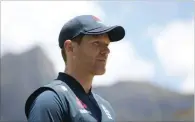  ??  ?? England skipper Eoin Morgan looks on during a nets session in Cape Town. (@ICC)