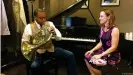  ??  ?? Horn player and television journlist Sarah Willis caught up with Wynton Marsalis in New York