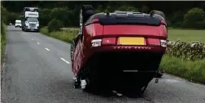  ??  ?? Ground-breaking equipment: The crashed Range Rover in Galloway