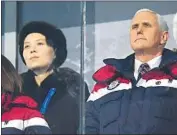  ?? Matthias Hangst Getty Images ?? KIM YO JONG, Kim Jong Un’s sister, and Vice President Mike Pence at the Olympics’ opening ceremony.