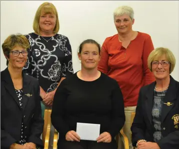  ??  ?? Prize winners in Wexford from the singles stableford competitio­n sponsored by Selskar Pharmacy. Back (from left): Patricia Hanton and Susan Kelly. Front (from left): lady Captain Martina Gately, Deirdre Colfer (winner), lady President Bridget O’Neill.