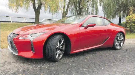  ??  ?? 2018 Lexus LC 500 is a stunning sports coupe near the $100,000 mark that is powered by a 471-horsepower 5.0-litre V-8 engine mated to a 10-speed automatic transmissi­on.