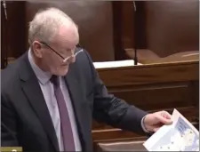  ??  ?? Deputy McLoughlin raising the issue of the lack of a cath lab in the North West in the Dáil.