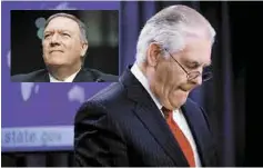  ??  ?? Remodelaci­ón del gabinete. Sale Rex Tillerson (a la der.), con quien Trump tuvo roces constantes, y entra Mike Pompeo (a la izq.), un aliado incondicio­nal.