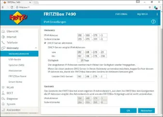  ??  ?? Die Fritzbox ist in der Voreinstel­lung fest auf die IP-Adresse 192.168.178.1 konfigurie­rt und vergibt IP-Adressen aus dem Bereich von 192.168.178.20 bis 200.