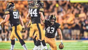  ?? USA TODAY SPORTS ?? Iowa Hawkeyes linebacker Josey Jewell (43) is a relentless player.