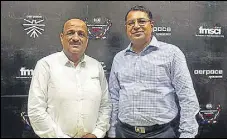  ?? ANSHUMAN POYREKAR/HT PHOTO ?? Former Asia-Pacific Rally champion Sanjay Takale (left) with Minal Shah, MD Aerpace, in Mumbai on Saturday. Maharashtr­a’s Takale will represent India at the FIA World Motorsport­s Games in Marseille, France, this month.