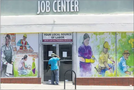  ?? DAMIAN DOVARGANES — THE ASSOCIATED PRESS FILE ?? The Pasadena Community Job Center in Pasadena, Calif., was closed during the coronaviru­s outbreak. President Donald Trump’s plan to offer a stripped-down boost in unemployme­nt benefits to millions of Americans amid the coronaviru­s outbreak has thus far found little traction among the states, which would be required to pick up a quarter of the cost to deliver the maximum benefit.