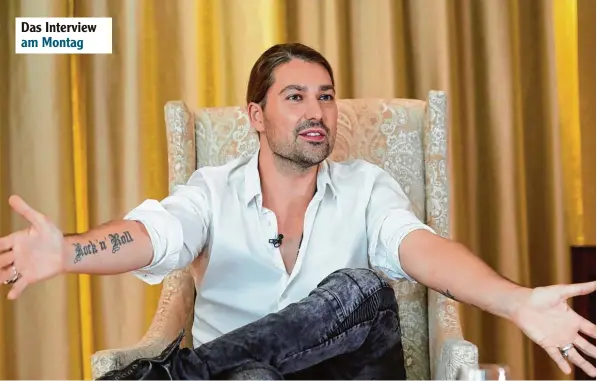  ?? Foto: Wolfgang Kumm, dpa ?? Der Star Geiger David Garrett Ende August beim Interview in Berlin.