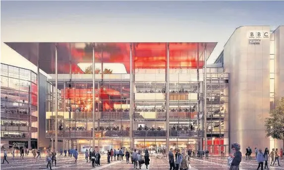  ??  ?? > An artist’s impression of the new BBC Cymru Wales’ HQ, currently being built at Central Square, Cardiff