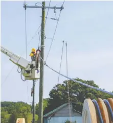  ?? COURTESY PHOTO ?? A Rappahanno­ck Electric Cooperativ­e lineman installs fiber optic cable last year.