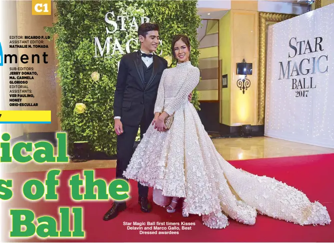  ??  ?? Star Magic Ball first timers Kisses Delavin and Marco Gallo, Best Dressed awardees – PHOTOS by ALLAN SANCON