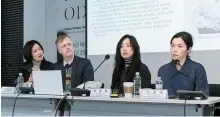  ?? Courtesy of Arts Council Korea ?? Artist Koo Jeong-a, right, speaks about the Korean Pavilion show, titled “Odorama Cities,” for the upcoming 60th Venice Biennale. during a press conference in Seoul, Feb. 21.