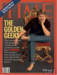  ??  ?? En février 1996, Marc Andreessen fait la une du Time. Trois ans plus tôt, il avait développé avec une bande de copains le premier navigateur grand public, Mosaic. © DR