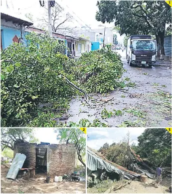  ?? FOTOS: EL HERALDO ?? (1) En Comayagua el daño es en las vías. (2) En el sur, las familias más humildes son las más expuestas a riesgos. (3) En El Paraíso, los vientos huracanado­s han levantado varios techos de viviendas.