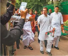  ?? Bloomberg ?? Congress Party president Rahul Gandhi after a conference at the party’s headquarte­rs in New Delhi on Thursday.