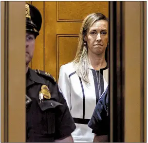  ?? The New York Times/ANNA MONEYMAKER ?? Jennifer Williams, an aide to Vice President Mike Pence, leaves the Capitol on Thursday after being questioned under subpoena for several hours by House impeachmen­t investigat­ors. More photos at arkansason­line.com/118aide/