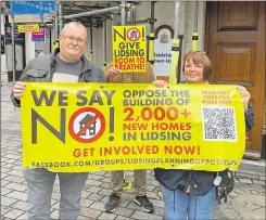  ?? ?? Amendments put forward by Cllrs Clive English, left, and Janetta Sams, right, were not discussed during a meeting on Maidstone’s Local Plan Review. Centre, activists opposing the Lidsing garden village proposals