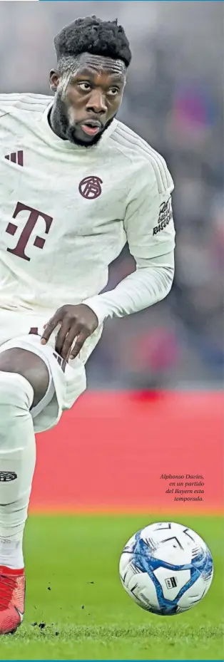  ?? ?? Alphonso Davies, en un partido del Bayern esta temporada.