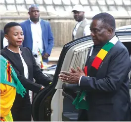  ?? — Picture: Joseph Manditswar­a ?? President Mnangagwa arrives for the 122nd Ordinary Session of the ZANU PF Central Committee meeting at the party’s headquarte­rs in Harare on Saturday.