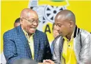  ?? /The Herald ?? Backing from supporters: Andile Lungisa, right, and President Jacob Zuma. Lungisa was picked as new ANC Nelson Mandela Bay chairman.