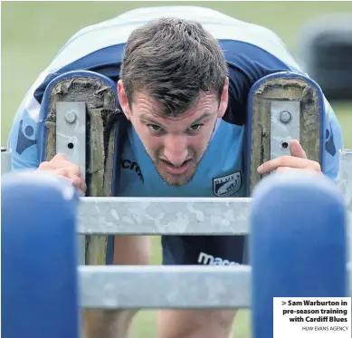  ?? HUW EVANS AGENCY ?? &gt; Sam Warburton in pre-season training with Cardiff Blues