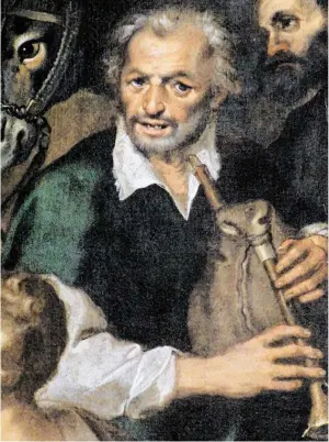  ??  ?? Sackpfeife­r, gemalt von Francesco Vanni um 1600 (Franziskan­erkirche).