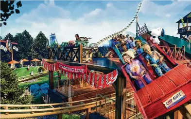  ?? ?? Planet Snoopy in 2024 will introduce Snoopy’s Soap Box Racers, a new boomerang coaster that sends riders down a launch hill, reaching speeds of up to 36 MPH. The 672-foot racetrack includes a series of twists and turns.