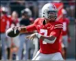  ?? JAY LAPRETE — THE ASSOCIATED PRESS ?? Ohio State quarterbac­k C.J. Stroud drops back to pass against Tulsa during the first half, Sept. 18, in Columbus.