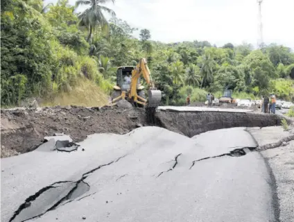  ?? ?? A September 30, 2020 file photo of the Junction main road in St Mary, in the vicinity of Chovy, where the road under constructi­on collapsed.