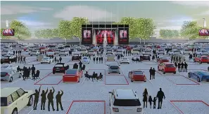  ?? Live Nation via AP ?? ■ This artist rendering shows the set up for Live Nation's “Live from the Drive-In,” concert series taking place July 10-12.