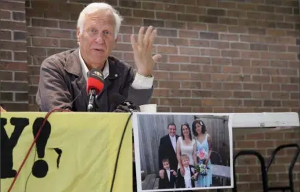  ?? COLIN PERKEL, THE CANADIAN PRESS ?? Former CBC radio host and U.S. army deserter Andy Barrie speaks at a news conference in Toronto on Friday.