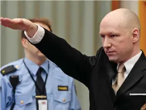  ??  ?? Neo-Nazi inspiratio­n: Norwegian mass killer Anders Breivik