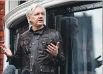  ?? ARCHIVO ?? Londres. Ecuador le otorgó asilo a Julian Assange en el 2012.