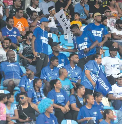  ?? Ronald Kumar ?? Lautoka fans during the COURTS IDC final on October 10,2018. Photo: