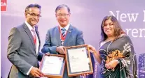  ??  ?? KPMG Partner and Learning and Developmen­t Head Suren Rajakarier receiving the certificat­ions from ACCA Global Immediate Past President Leo Lee and ACCA Sri Lanka and Maldives Country Head Nilusha Ranasinghe